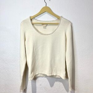 Michael Kors Sweater in Cream with Pearl Accents